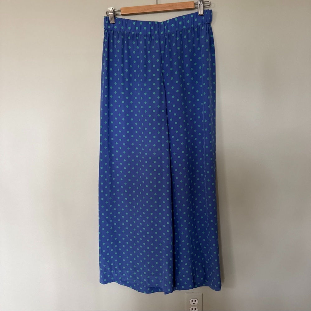 100% silk Vintage Blue Polka Dot Trousers